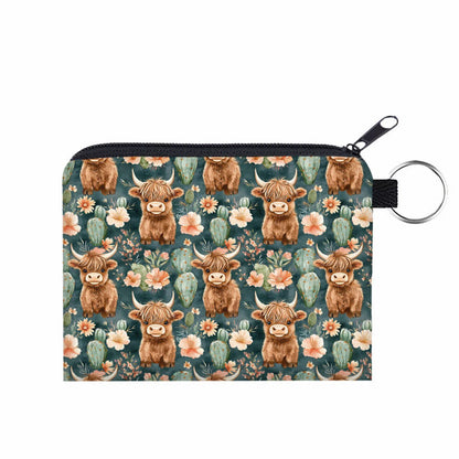Mini Pouch - Highland Cow Cactus
