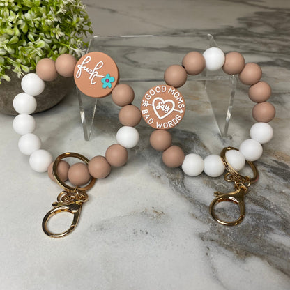 Silicone Bracelet Keychain - Mom Adult Fuck - Beige