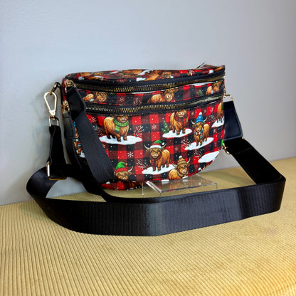 The Roni Nylon Crossbody - Christmas Winter Highland Cow