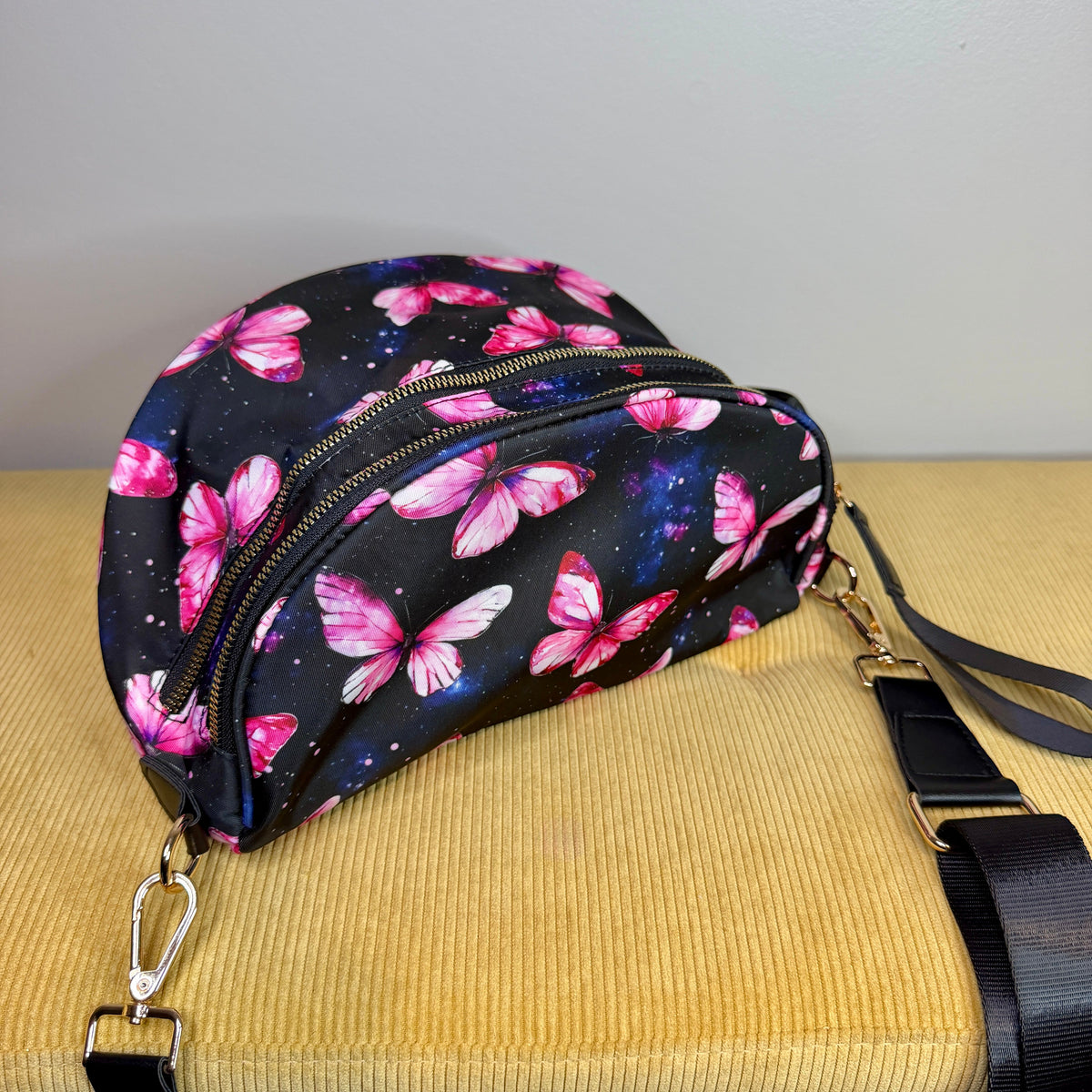 The Roni Nylon Crossbody - Butterfly Pink Galaxy