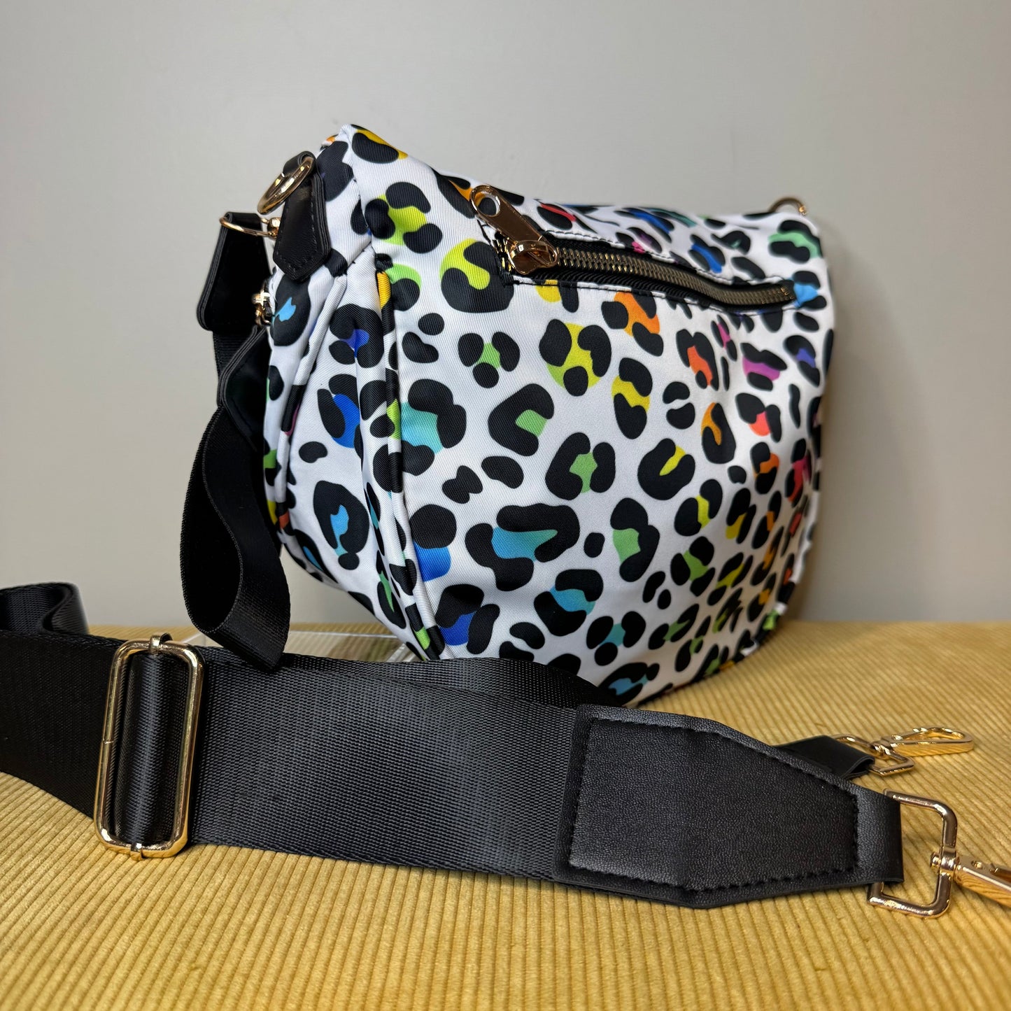 The Roni Nylon Crossbody - Rainbow Animal Print