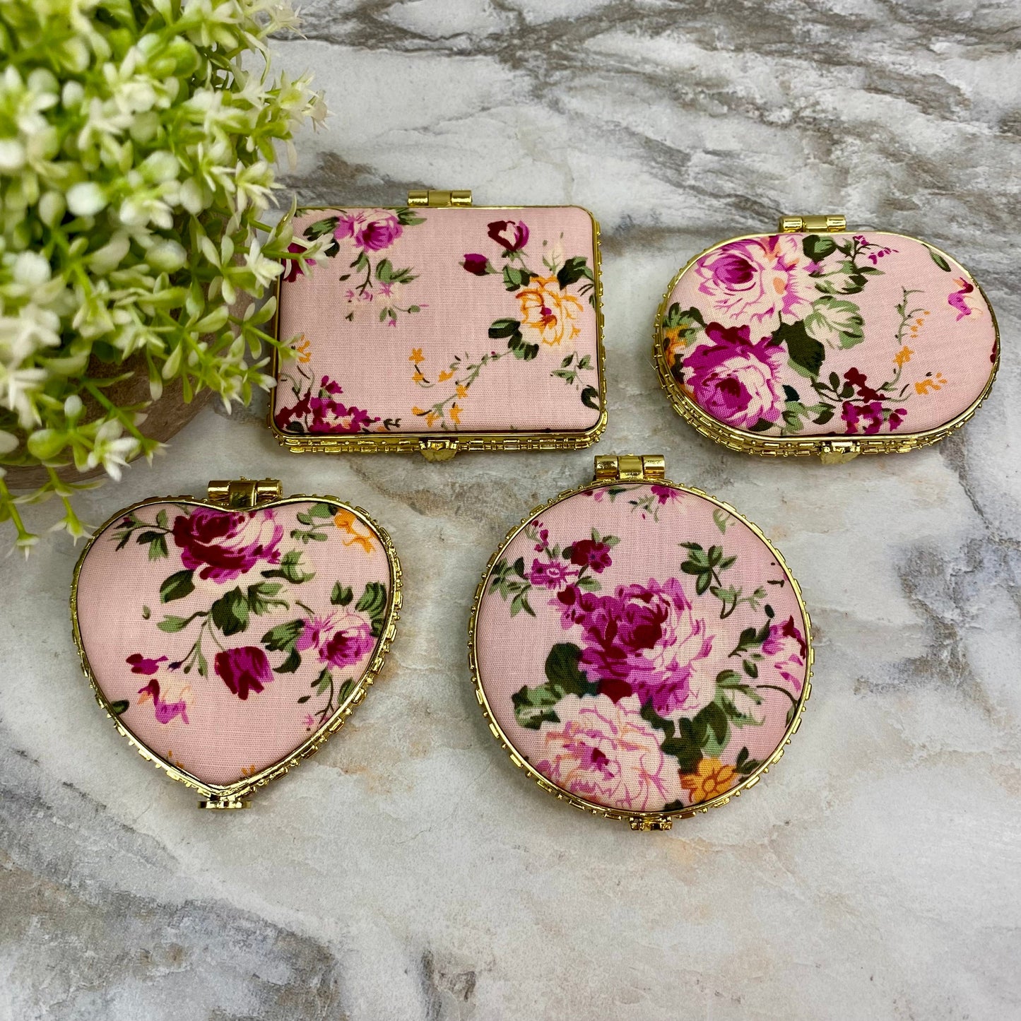 Compact Mirror - Pink Floral