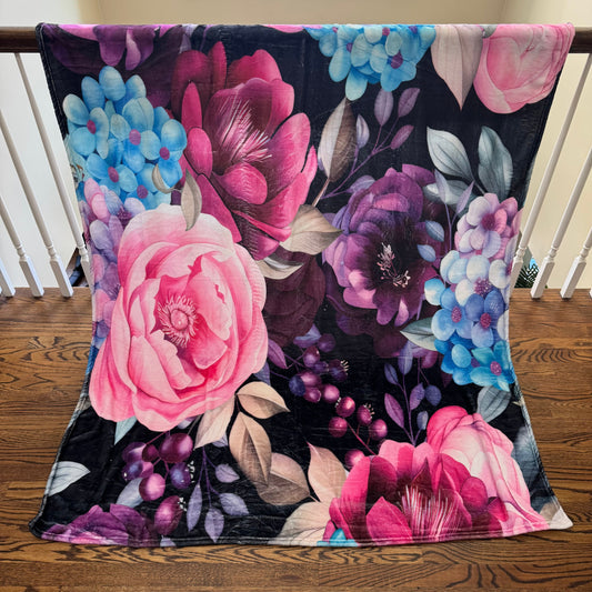 Blanket - Floral Purple Blue Pink