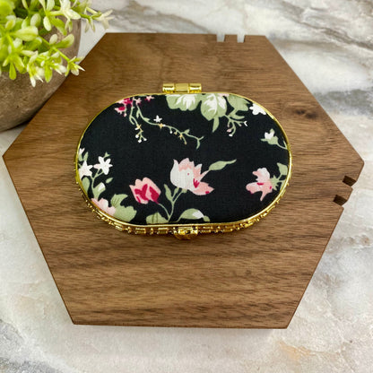 Compact Mirror - Black Floral