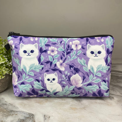 Pouch - Cats Purple Turquoise