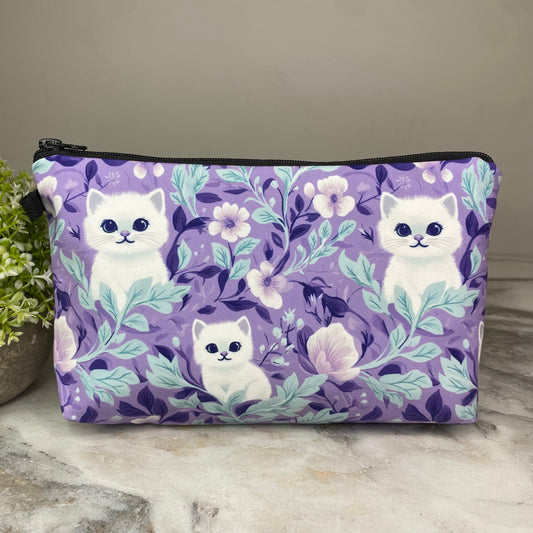 Pouch - Cats Purple Turquoise