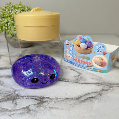 Squishy Toy - Viral Dumpling, Slow Rise Glitter - Purple