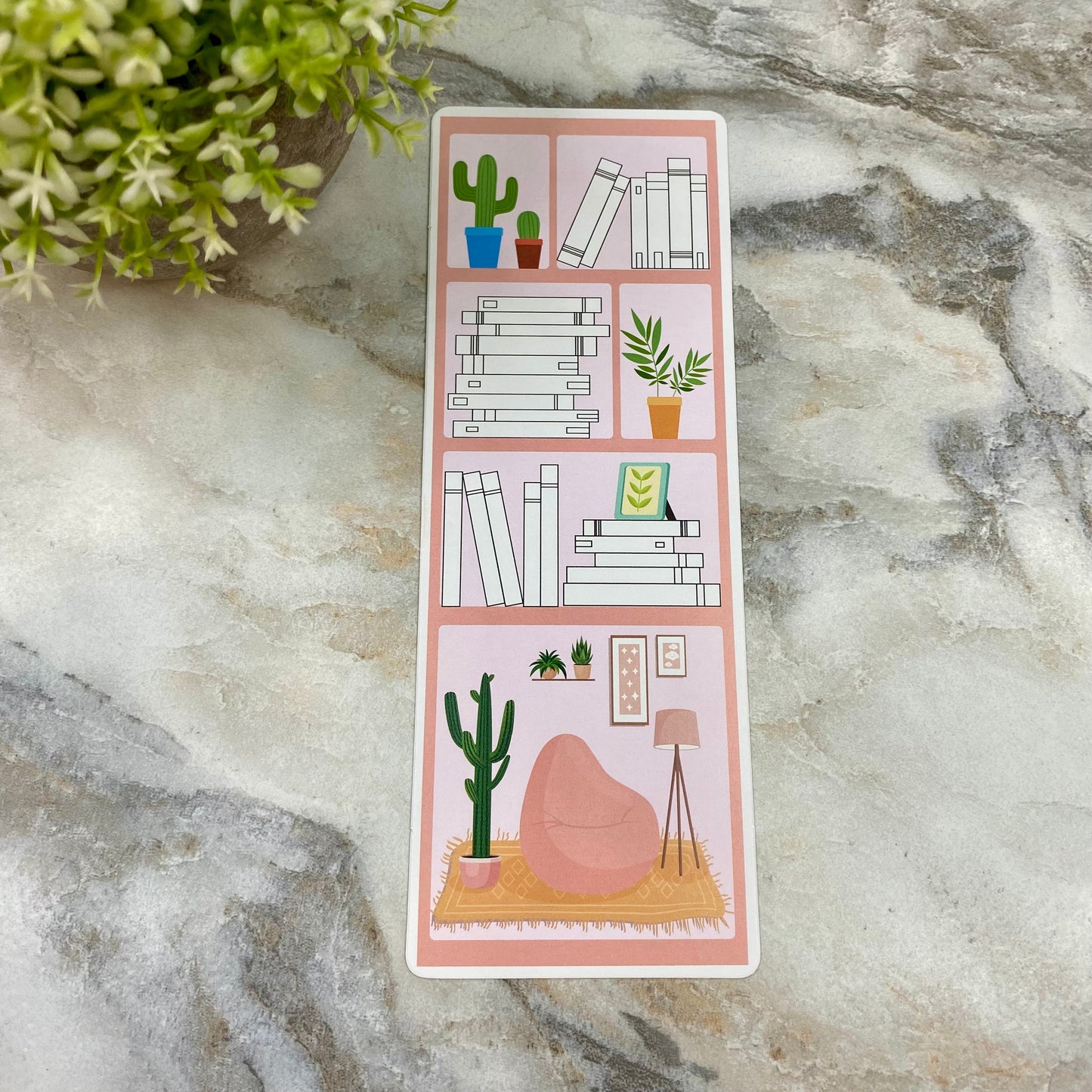 Bookmark - Pink Book Cactus Lamp