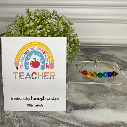 Beaded Bracelet - Teacher - Rainbow Colored Beads