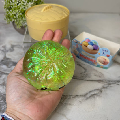 Squishy Toy - Viral Dumpling, Slow Rise Glitter - Green