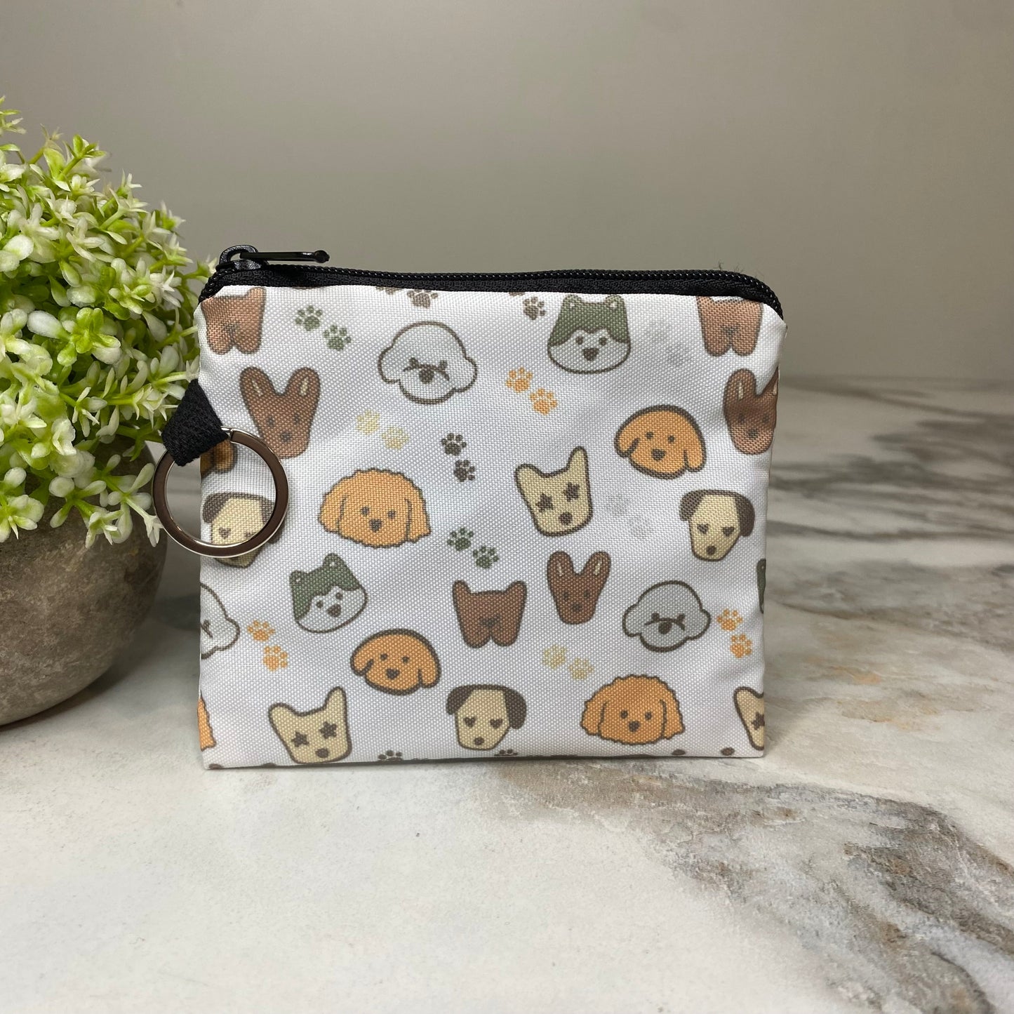 Mini Pouch - Dog, Paw Prints & Dog Faces