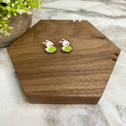 Wooden Stud Earrings - Easter - #5
