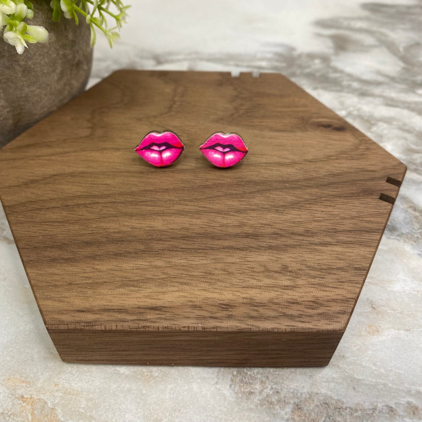 Wooden Stud Earrings - Valentine’s Day - #10