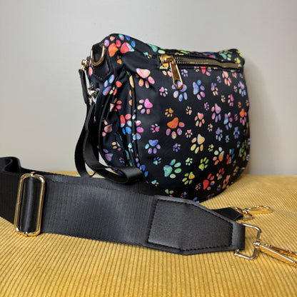 The Roni Nylon Crossbody - Rainbow Paw Print