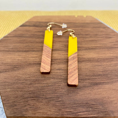 Dangle Earring - Wood & Acrylic - Rectangle