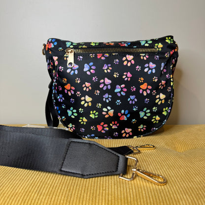 The Roni Nylon Crossbody - Rainbow Paw Print