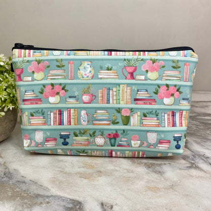Pouch - Mint Floral Bookcase
