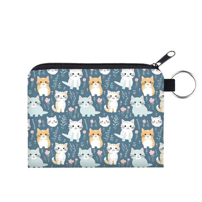 Mini Pouch - Cats in Field Blue