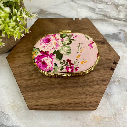 Compact Mirror - Pink Floral