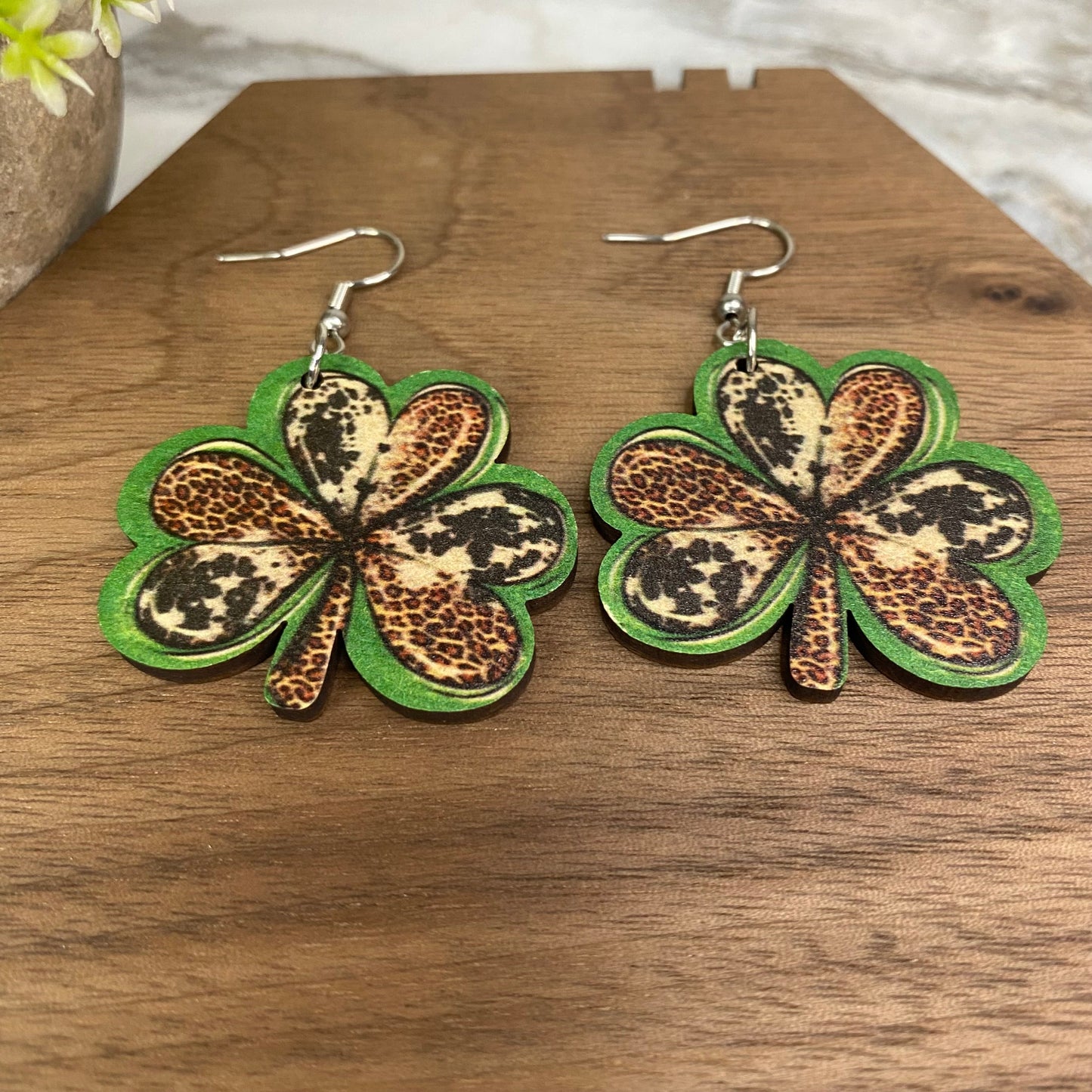 Wooden Dangle Earrings - St. Patrick’s Day - #7