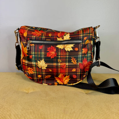 The Roni Nylon Crossbody - Fall Plaid Leaves