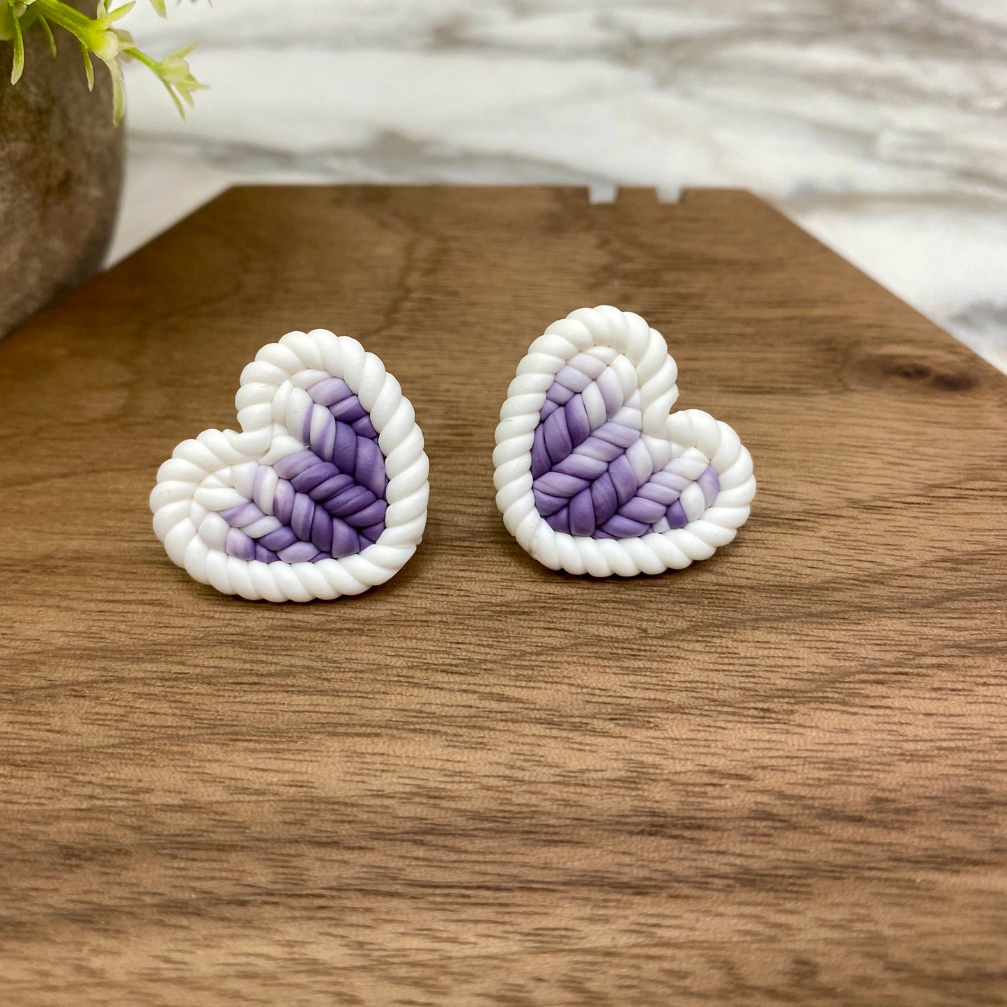 Acrylic Stud Earrings - Valentine’s Day - Knit Heart