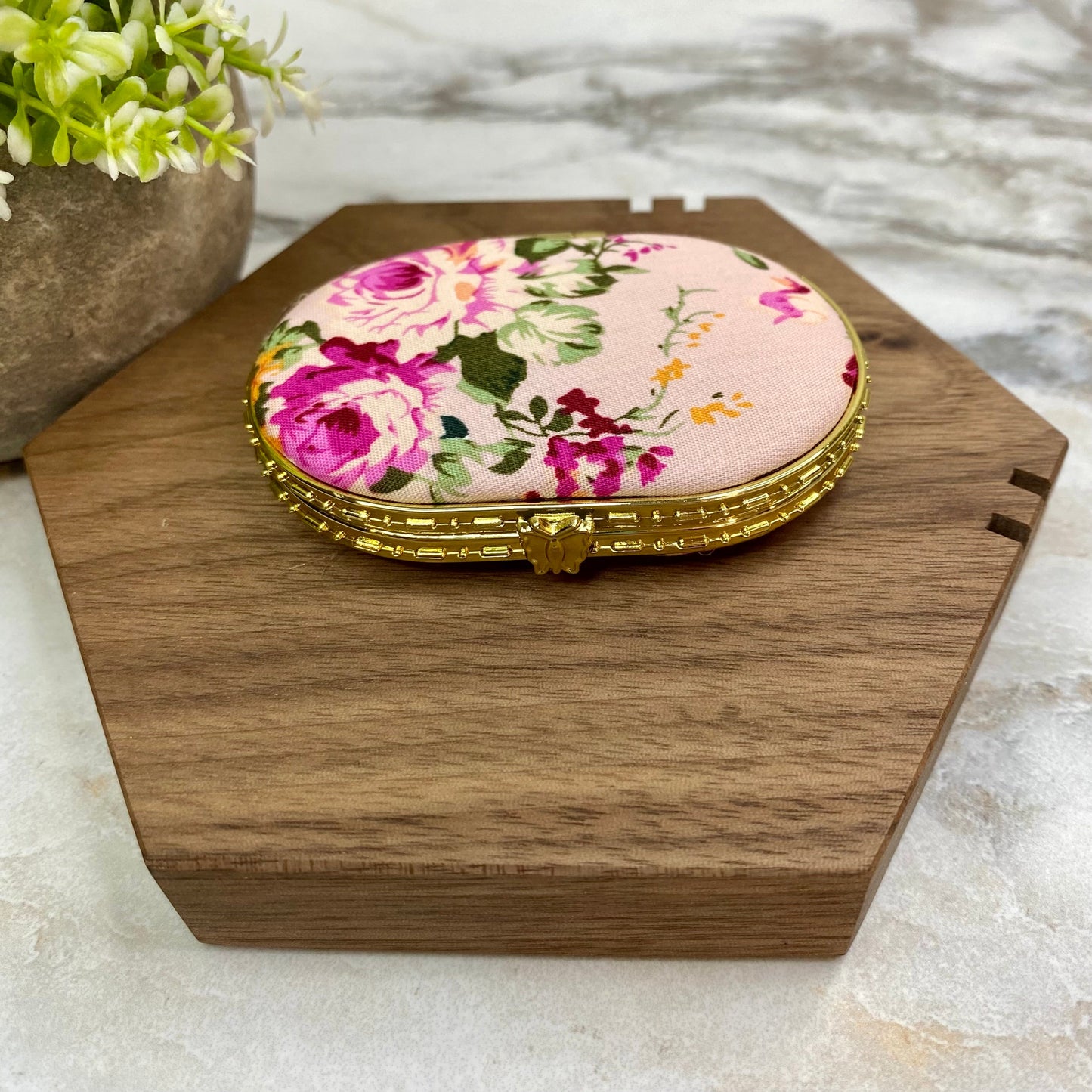 Compact Mirror - Pink Floral