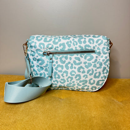 The Roni Nylon Crossbody - Animal Print Aqua