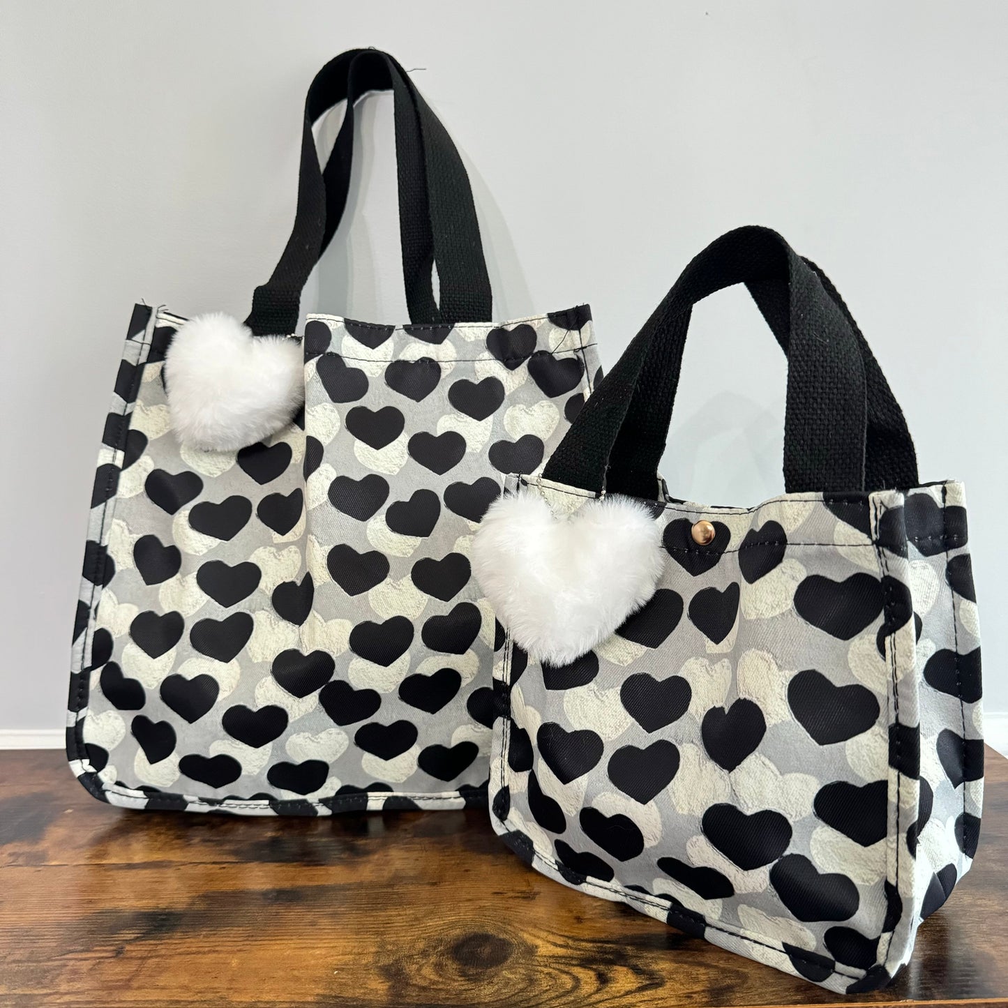 Tote Bag - Heart Black + Grey