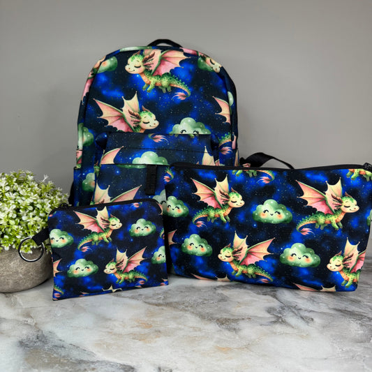 Mini Backpack, Pouch, & Mini Pouch Bundled Set - Dragon Cloud