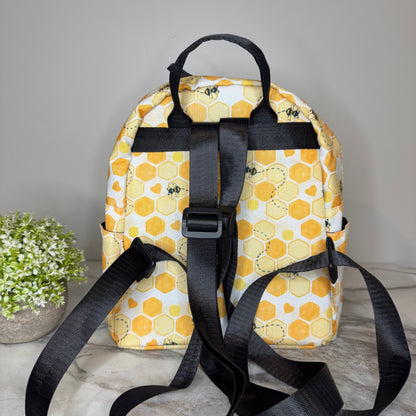 Mini Backpack - Honeycomb Bee Hearts