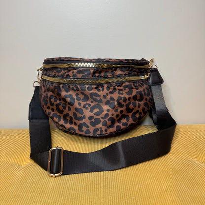 The Roni Nylon Crossbody - Animal Print Black & Caramel