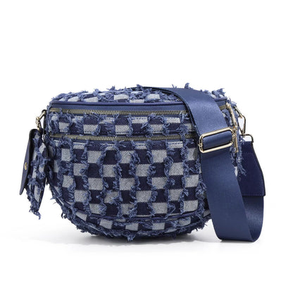 The Roni Nylon Crossbody - Checkered Denim - PREORDER