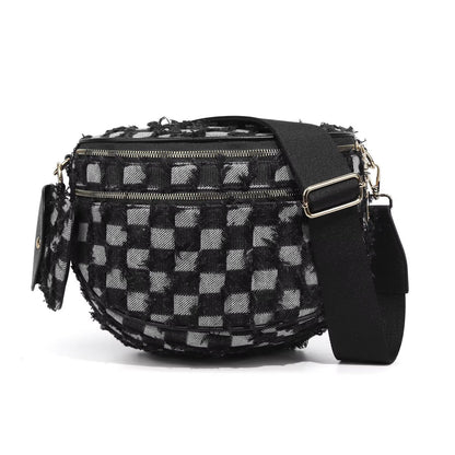 The Roni Nylon Crossbody - Checkered Denim - PREORDER