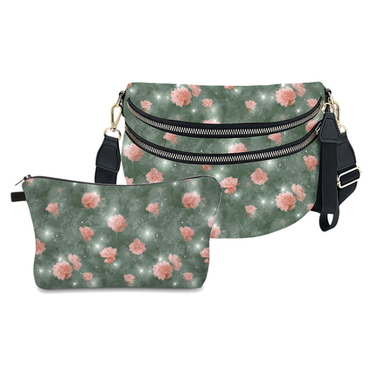 Bundled Set - Roni & Pouch - Sage Green Star Roses