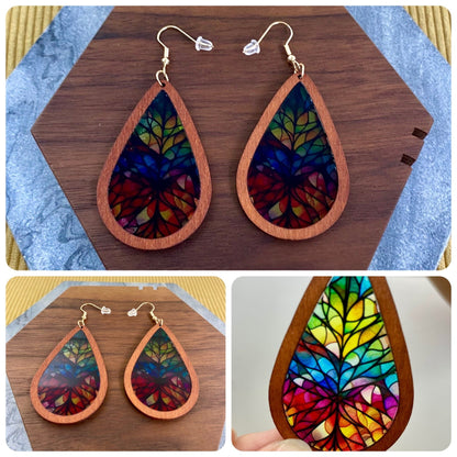 Wooden Teardrop Cutout - Stained Glass Acrylic - #4