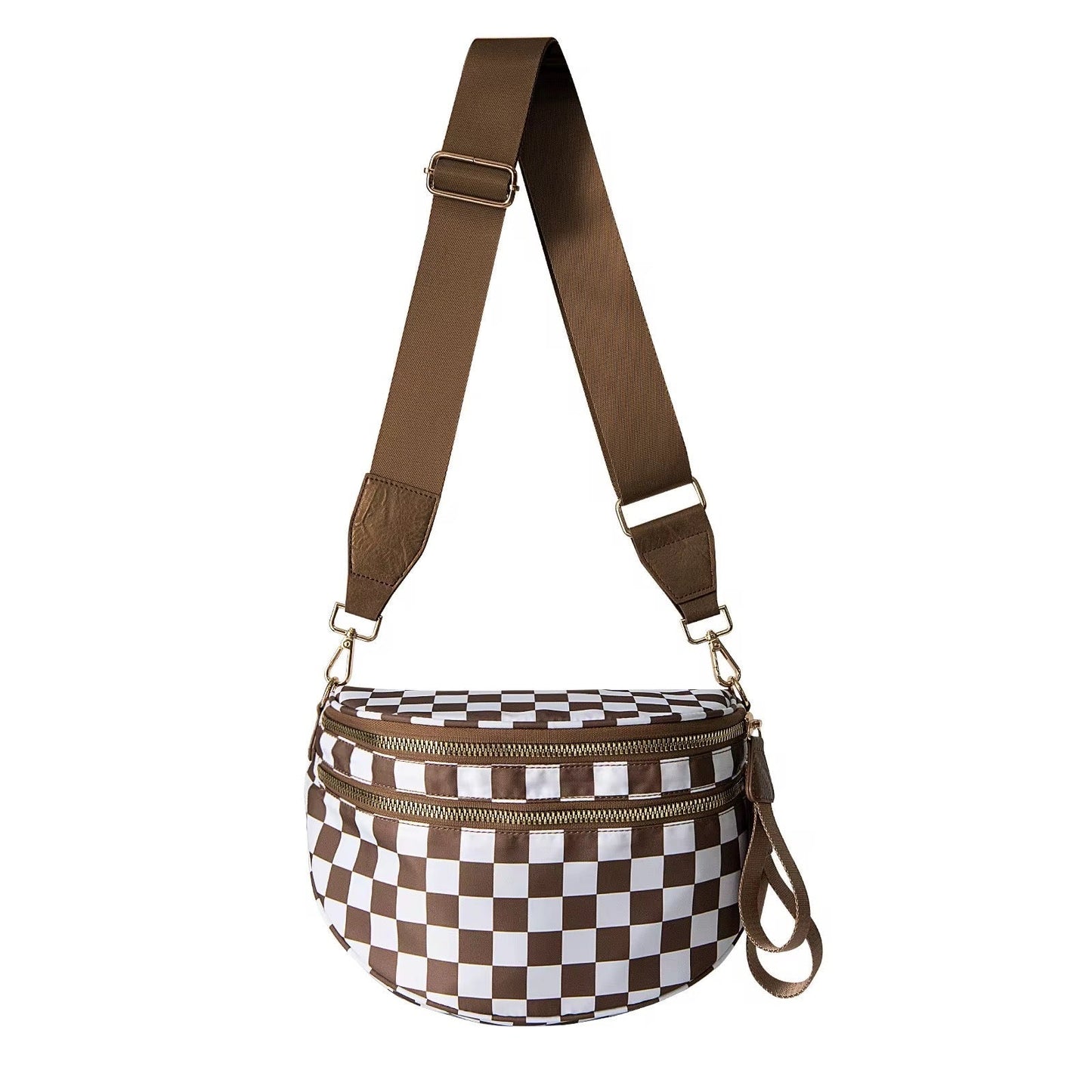 The Roni Nylon Crossbody - Checkered Chocolate